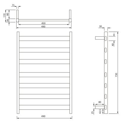 Sapho - Elektrische handdoekdroger ELIAS 105W 73x49 cm mat wit