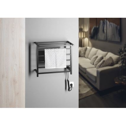 Sapho - Elektrische handdoekdroger ELZOR 60W 47x50 cm mat zwart