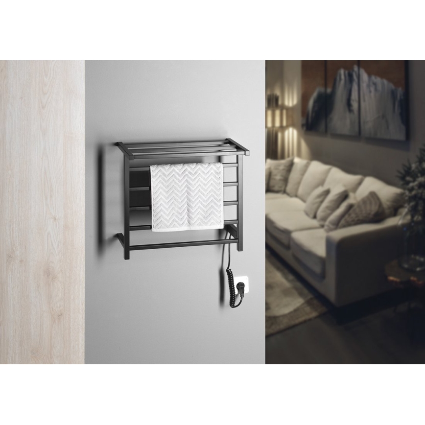 Sapho - Elektrische handdoekdroger ELZOR 60W 47x50 cm mat zwart