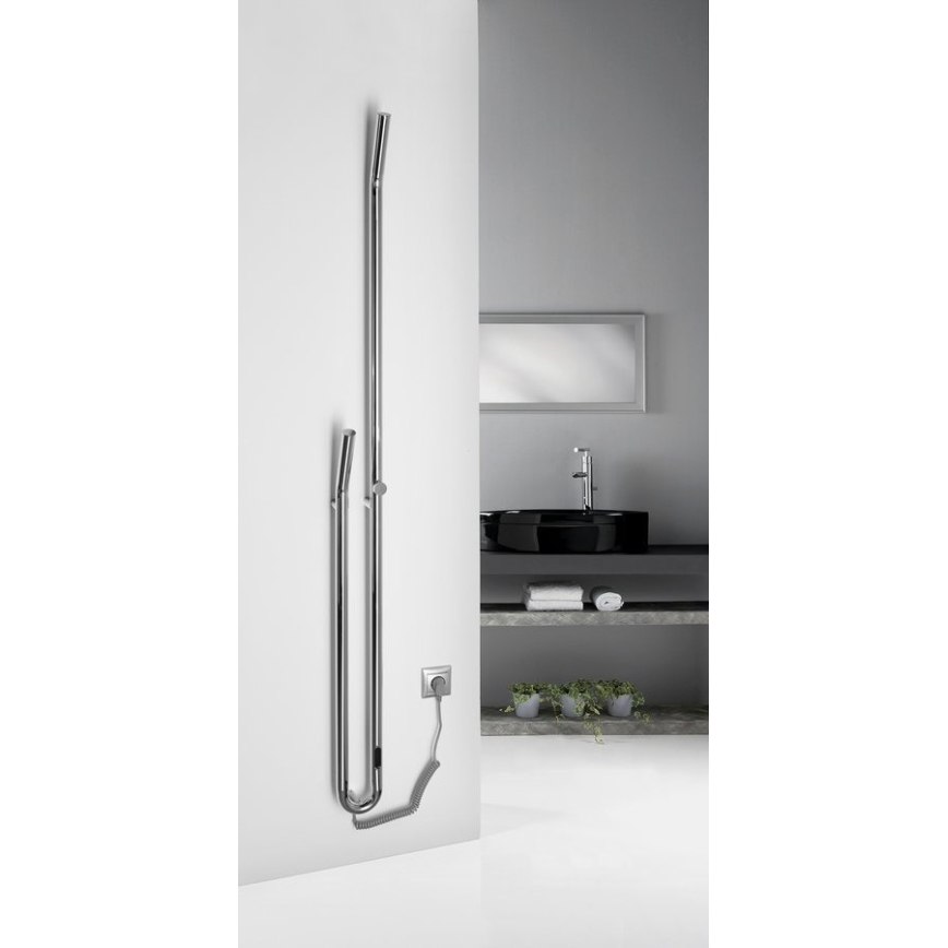 Sapho - DUOPASSO elektrische handdoekdroger met timer 45W 170x12 cm glanzend chroom