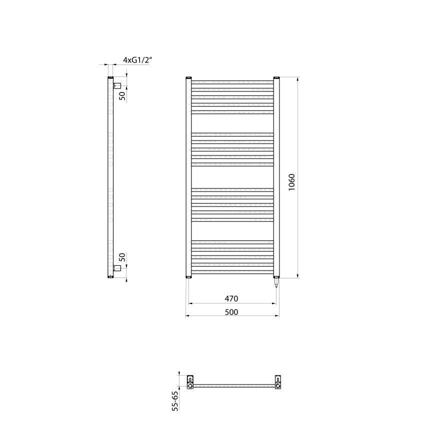 Sapho - Elektrische handdoekdroger METRO-E 400W 106x50 cm wit