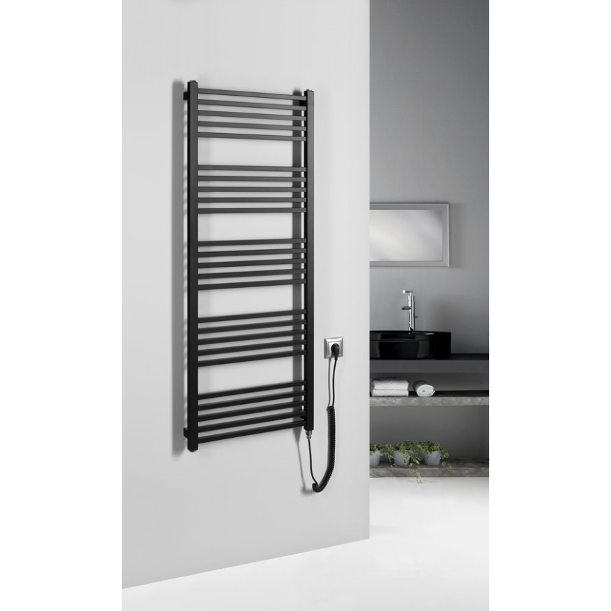 Sapho - Elektrische handdoekdroger METRO-E 500W 134x50 cm mat zwart