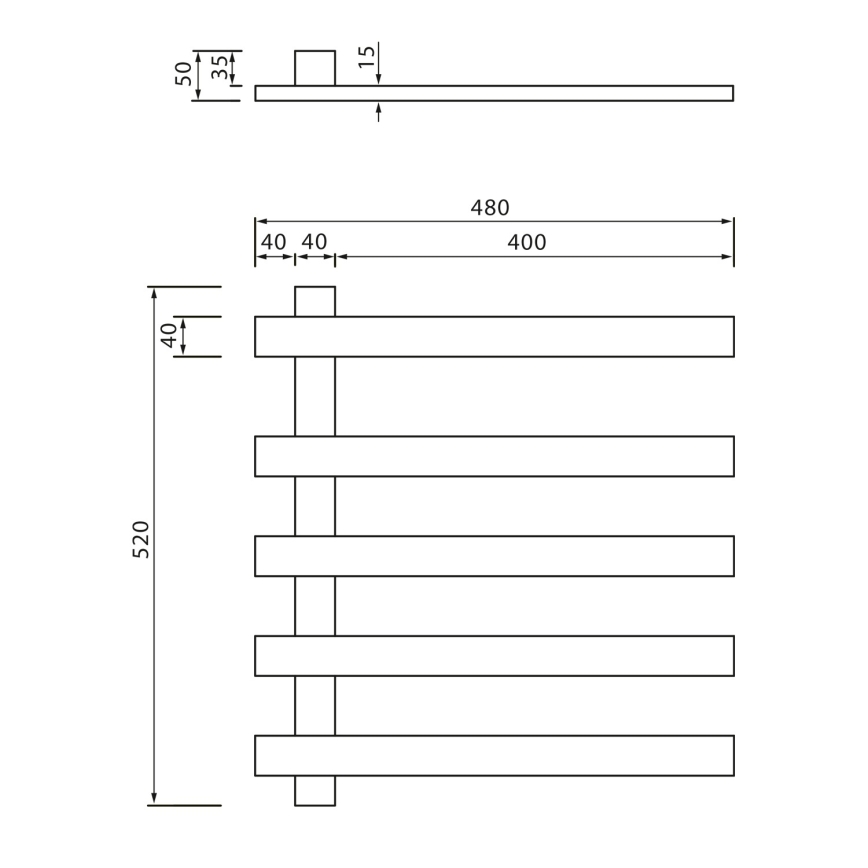 Sapho - Elektrische handdoekendroger ELCOR 63 W 52 x 48 cm mat wit