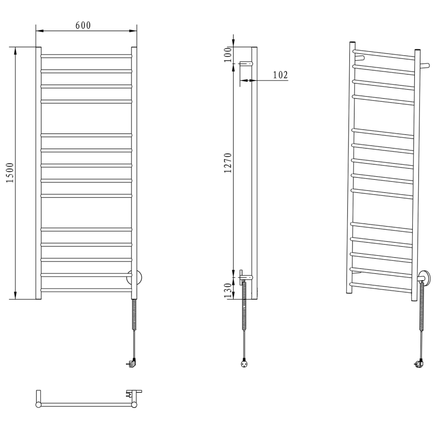 Sapho - Elektrische handdoekhouder REDONDO 130W/230V 150 cm glanzend chroom rond