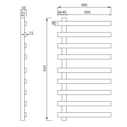 Sapho - Elektrische handdoekradiator ELCOR 128W 92x48 cm mat wit