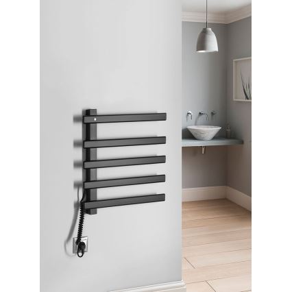 Sapho - Elektrische handdoekradiator ELCOR 63W/230V 48x52 cm mat zwart