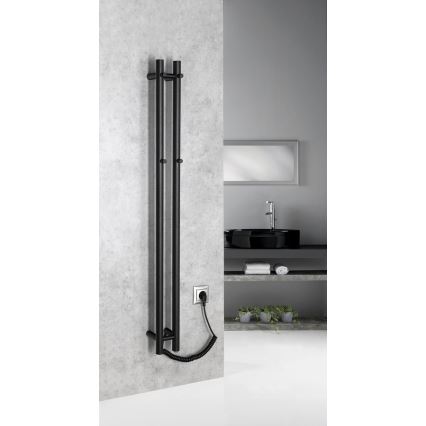 Sapho - Elektrische handdoekradiator PAPINADO 40W 120x11 cm mat zwart