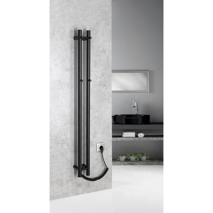 Sapho - Elektrische handdoekradiator PAPINADO 40W 120x11 cm mat zwart