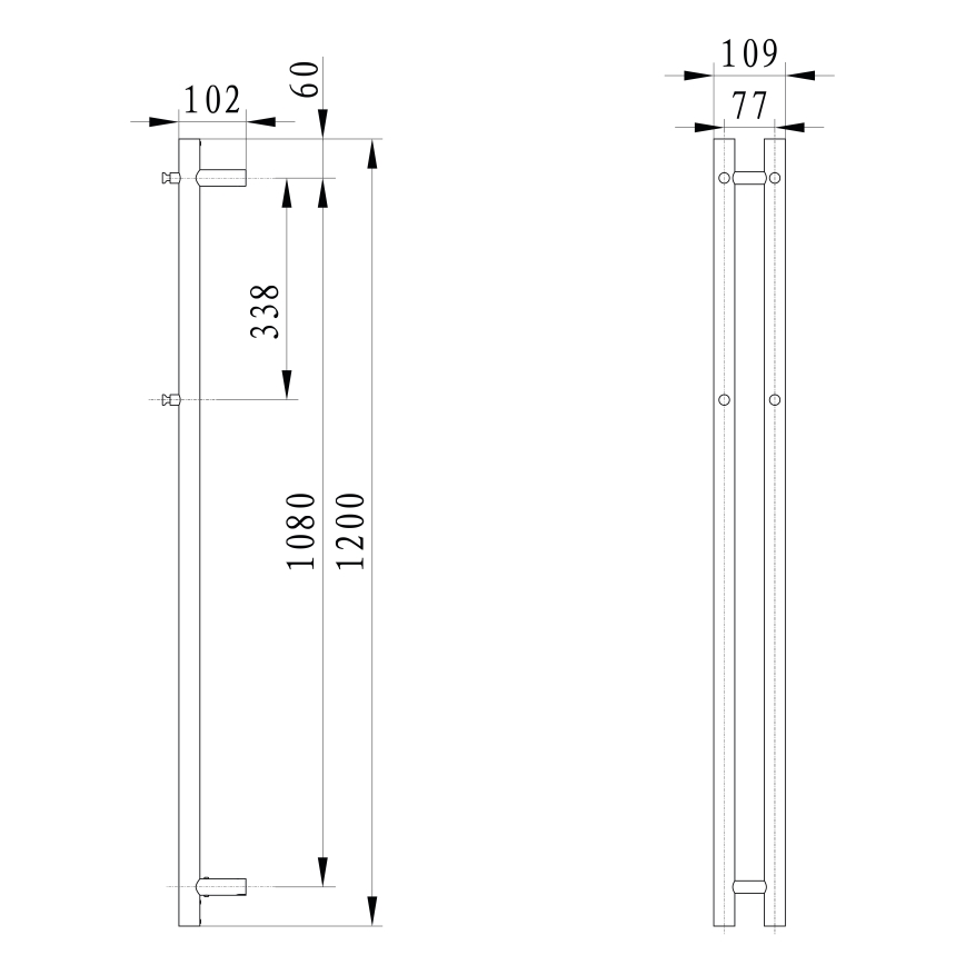 Sapho - Elektrische handdoekradiator PAPINADO 40W 120x11 cm mat zwart