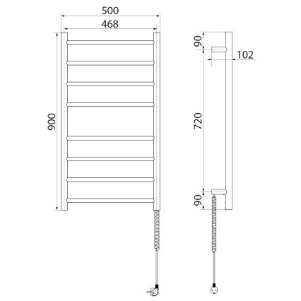 Sapho - Elektrische handdoekradiator REDONDO 75W 90x50 cm mat zwart