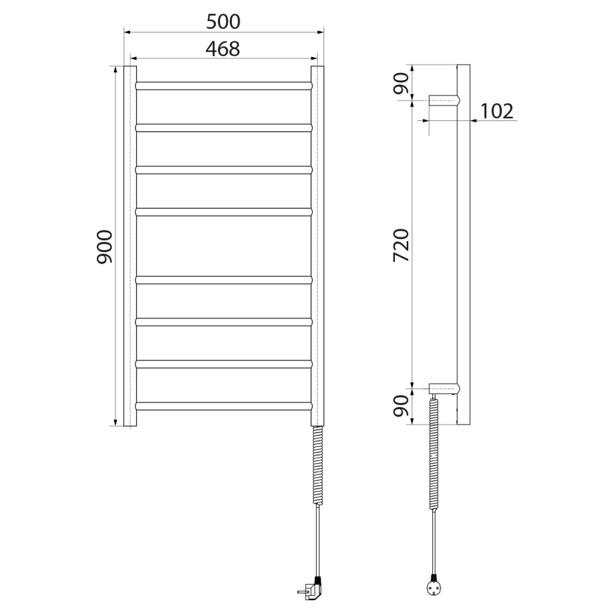 Sapho - Elektrische handdoekradiator REDONDO 75W 90x50 cm mat zwart