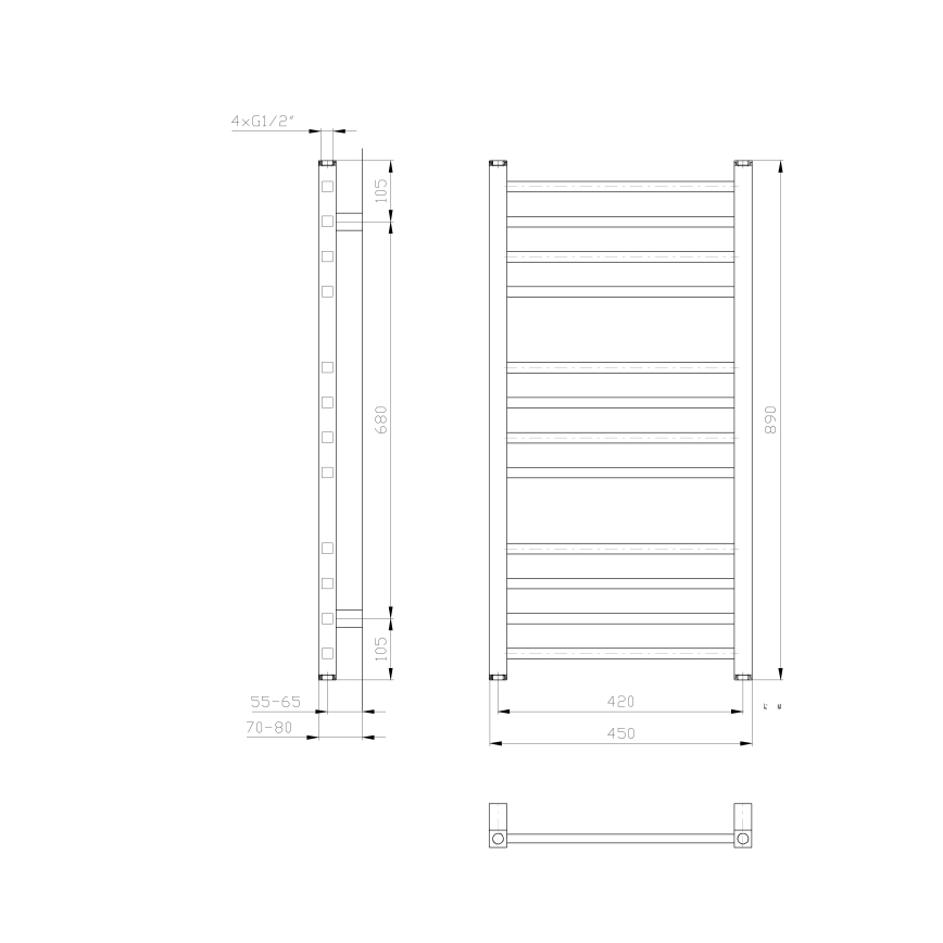 Sapho - Handdoekradiator METRO 89x45 cm wit