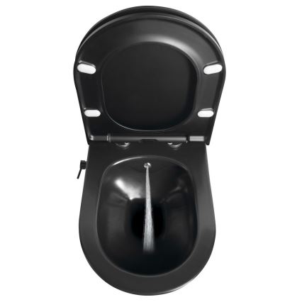 Sapho - Hangend toilet met bidetdouche keramiek/mat zwart