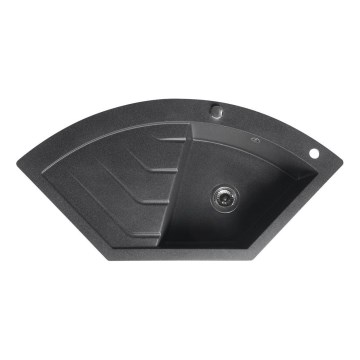 Sapho - Hoekspoelbak 114x57,5 cm graniet/zwart