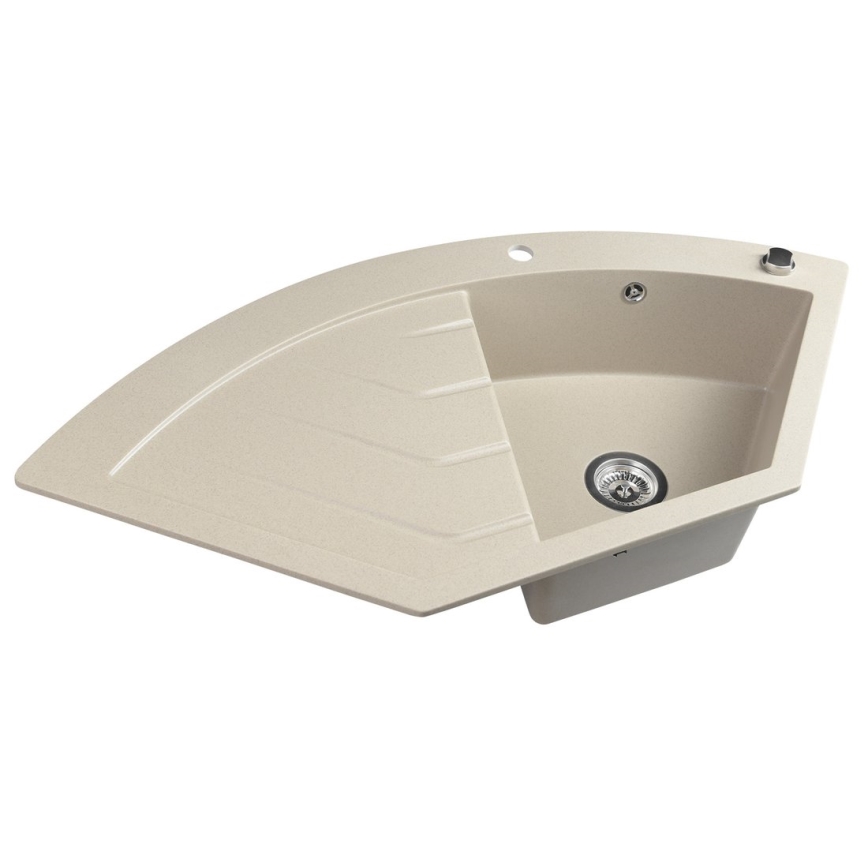 Sapho - Hoekspoelbak voor keuken 114 x 57,5 cm, graniet/beige