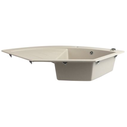 Sapho - Hoekspoelbak voor keuken 114 x 57,5 cm, graniet/beige