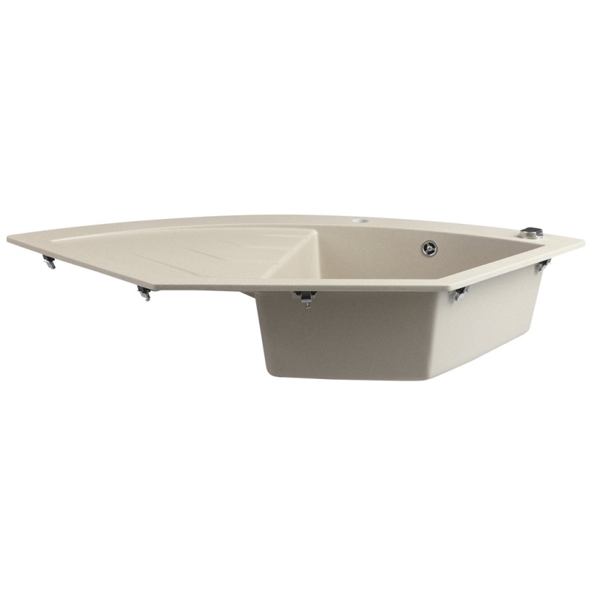 Sapho - Hoekspoelbak voor keuken 114 x 57,5 cm, graniet/beige