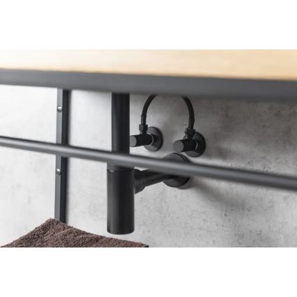 Sapho - Hoekstopkraan met ronde rozet/mat zwart