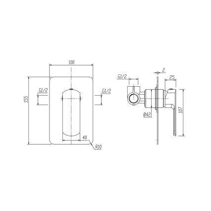 Sapho - Inbouw douchemengkraan MIXONA, hoogglans chroom