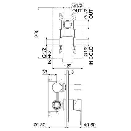 Sapho - Inbouw douchemengkraan TURSI mat zwart