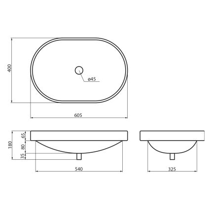 Sapho - Inbouwwastafel LIMA 60x40 cm keramiek/wit
