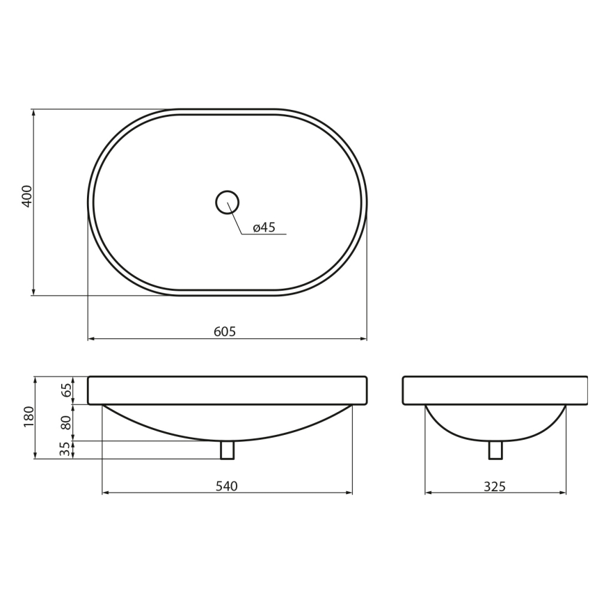 Sapho - Inbouwwastafel LIMA 60x40 cm keramiek/wit