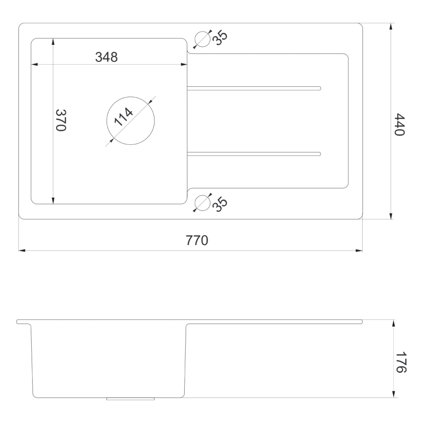 Sapho - Keukenspoelbak 77x44 cm graniet/beige