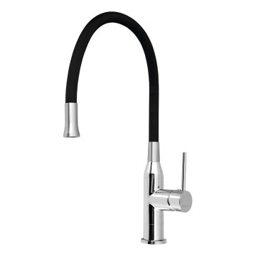 Sapho - Kraan voor gootsteen met flexibele arm SILI zwart/messing