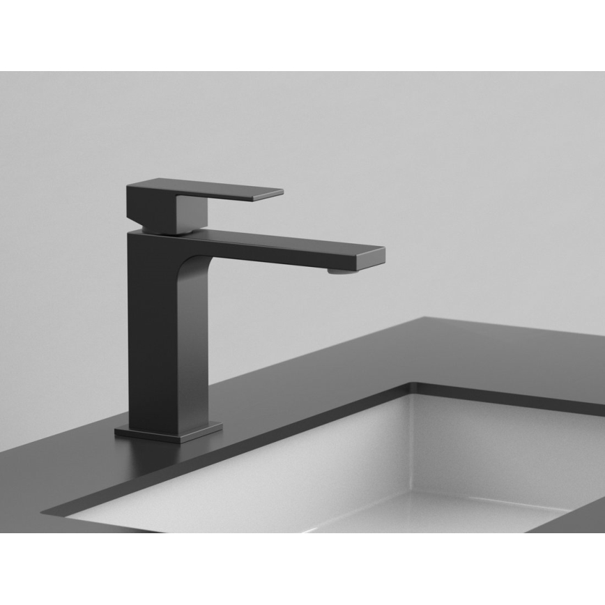 Sapho - Kraan voor wastafel CUBEMIX 15,3 cm mat zwart