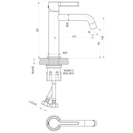 Sapho - Kraan voor wastafel ICONIC 18,7 cm mat zwart