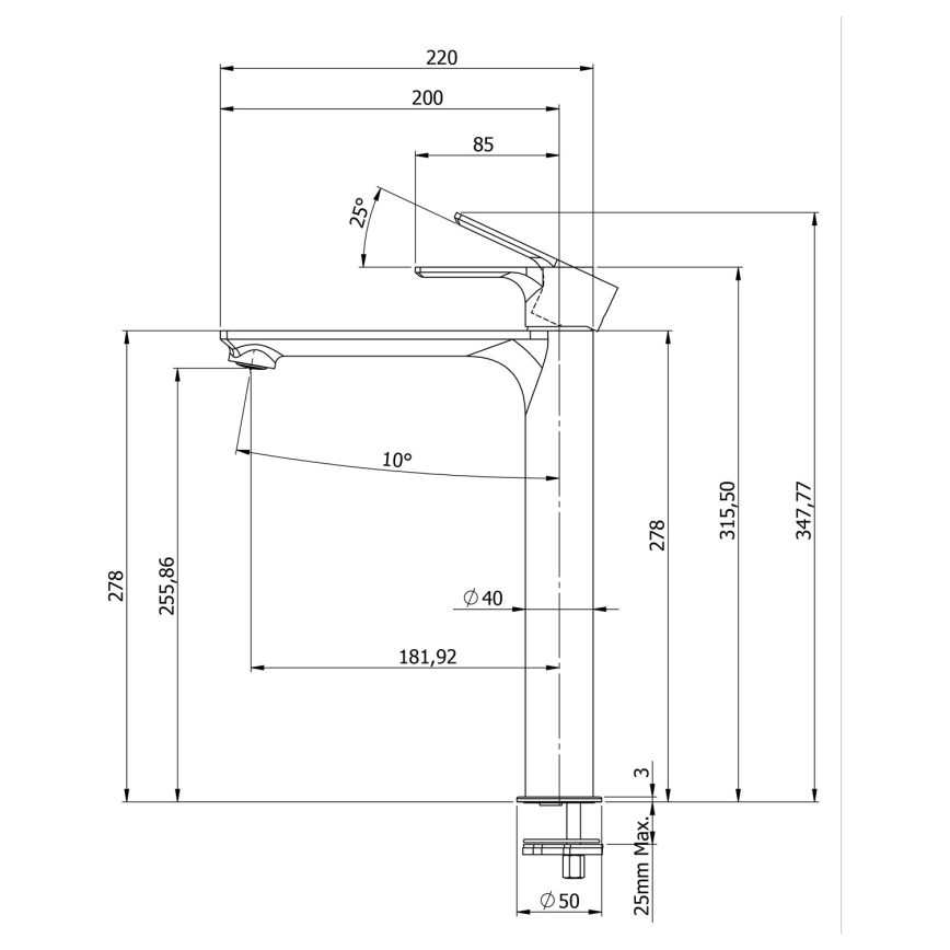 Sapho - Kraan voor wastafel PAX 31,5 cm glanzend chroom