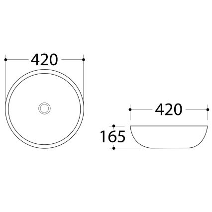 Sapho - Opbouwwaskom DALMA Ø 42 cm keramiek/Carrara/wit