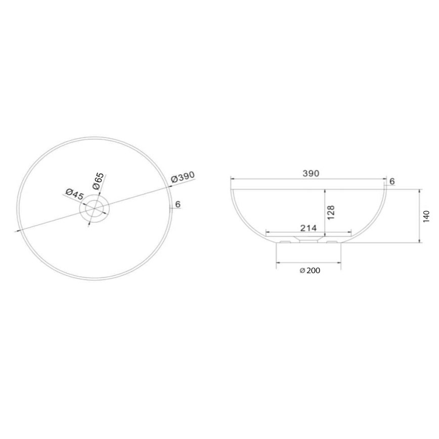 Sapho - Opbouwwaskom FORMIGO Ø 39 cm beton/matgrijs