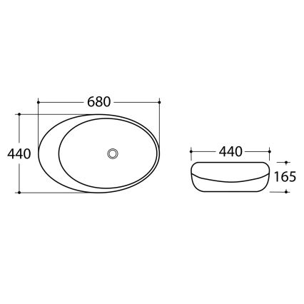 Sapho - Opbouwwastafel DALMA 68 x 44 cm grijs