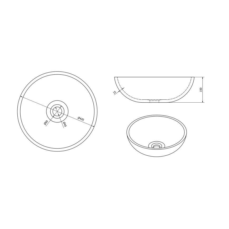 Sapho - Opbouwwastafel PRIORI Ø 42 cm keramiek/groen