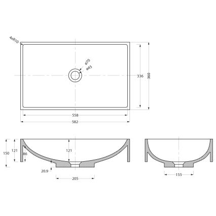 Sapho - Opzetwastafel 58x36 cm beton/beige