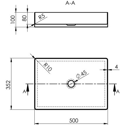 Sapho - Opzetwastafel AURUM 50x35 cm, geborsteld RVS