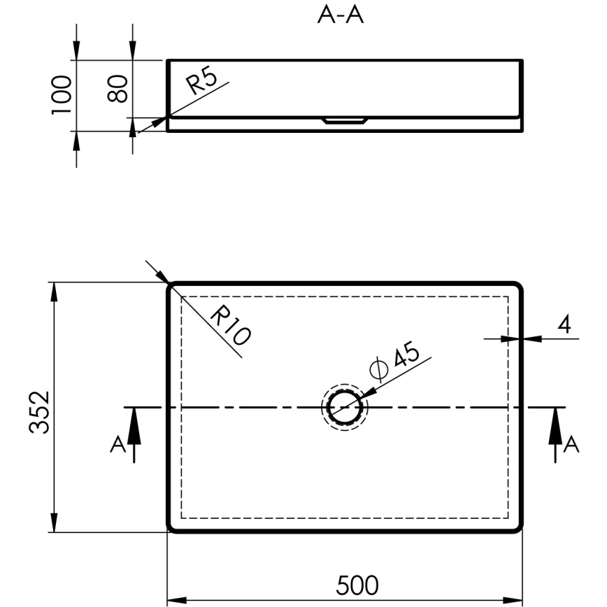 Sapho - Opzetwastafel AURUM 50x35 cm, geborsteld RVS