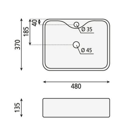 Sapho - Opzetwastafel BALENA 48x37 cm mat zwart