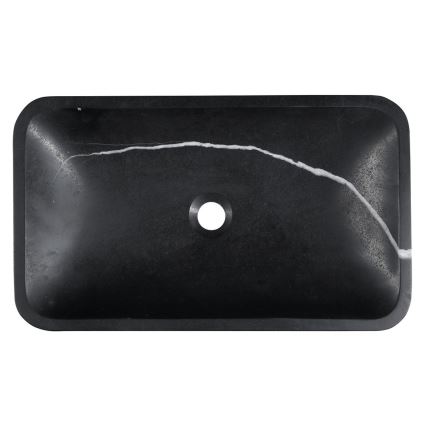 Sapho - Opzetwastafel BLOK 60x35 cm steen/mat zwart