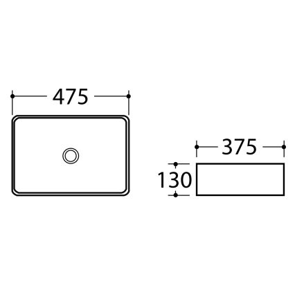 Sapho - Opzetwastafel DALMA 47,5 x 37,5 cm, keramiek/Carrara