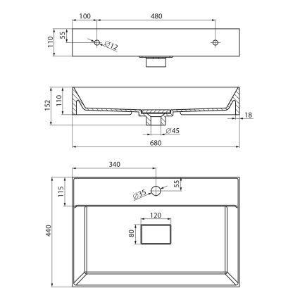 Sapho - Opzetwastafel GODIVA 68x44 cm marmer/wit