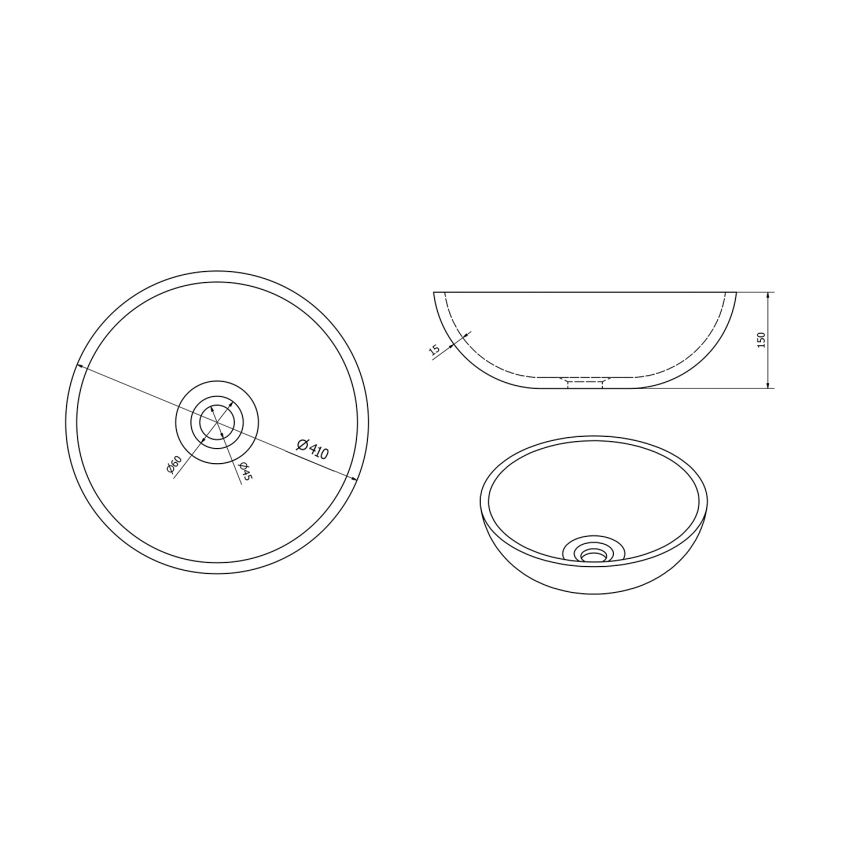Sapho - Opzetwastafel PRIORI Ø 41 cm keramiek/bruin