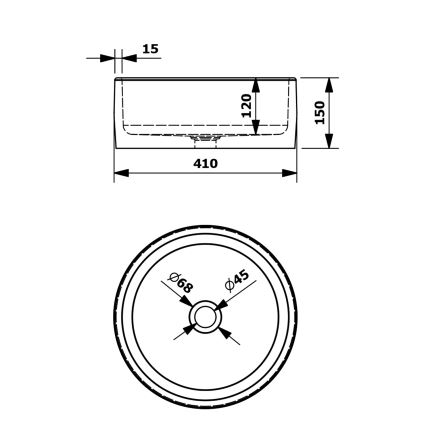 Sapho - Opzetwastafel PRIORI Ø 41 cm wit/grijs