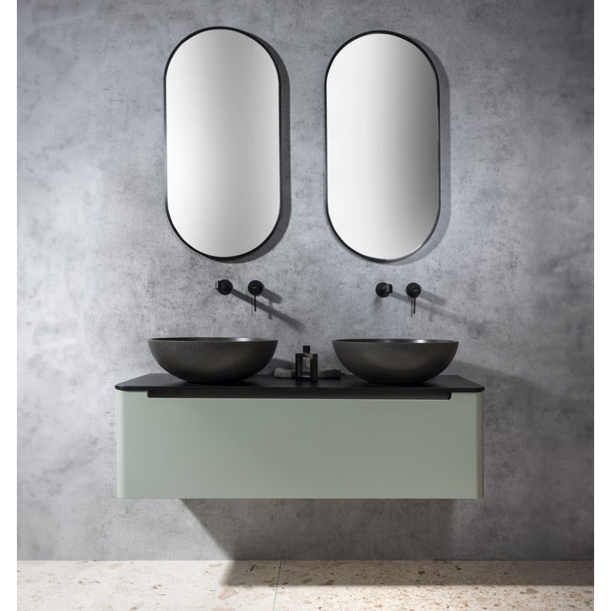 Sapho - Opzetwastafel TURF Ø 44 cm beton/zwart graniet