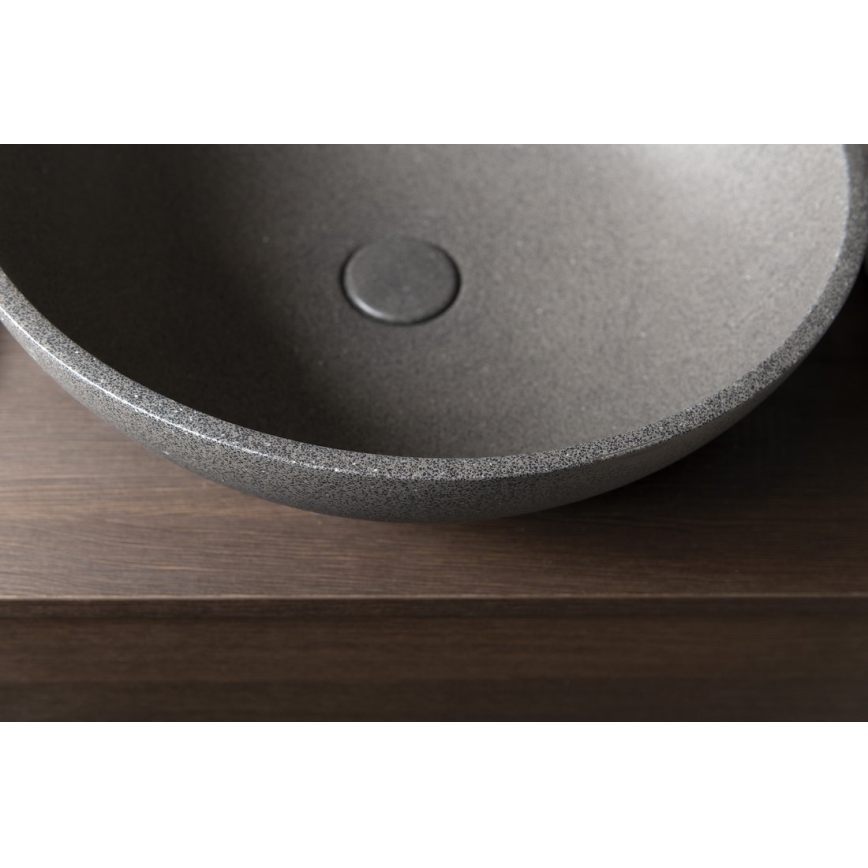 Sapho - Opzetwastafel TURF Ø 44 cm beton/zwart graniet