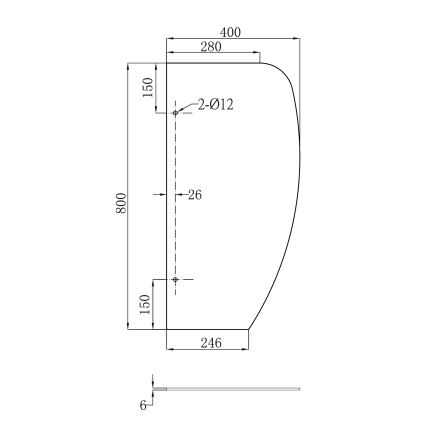 Sapho - Scheidingswand voor urinoirs 40x80 cm matglas