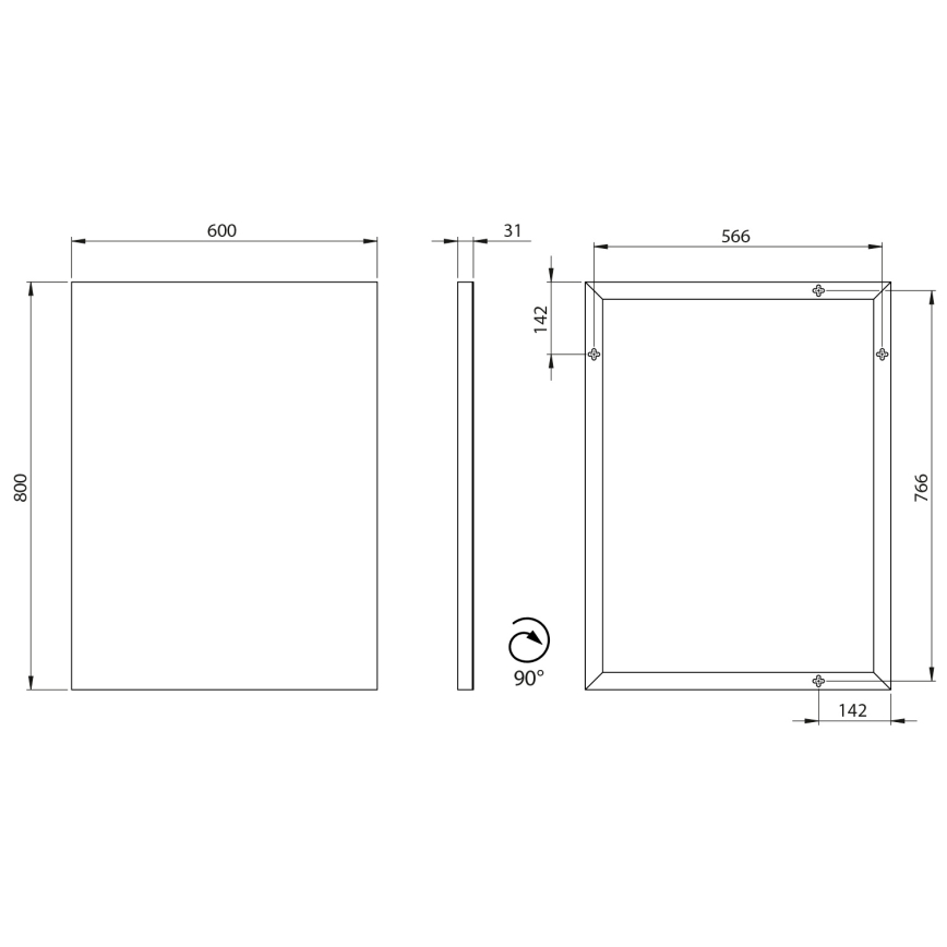 Sapho - Spiegel AROWANA 60 x 80 cm, glanzend chroom