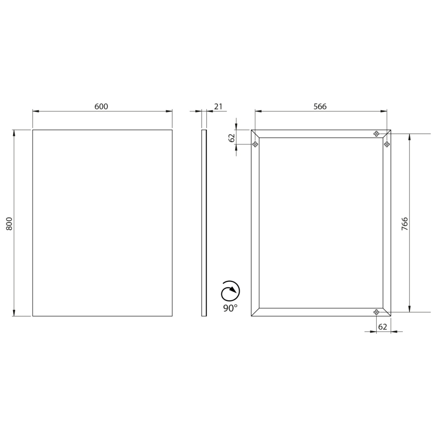 Sapho - Spiegel in lijst AROWANA 60x80 cm mat zwart