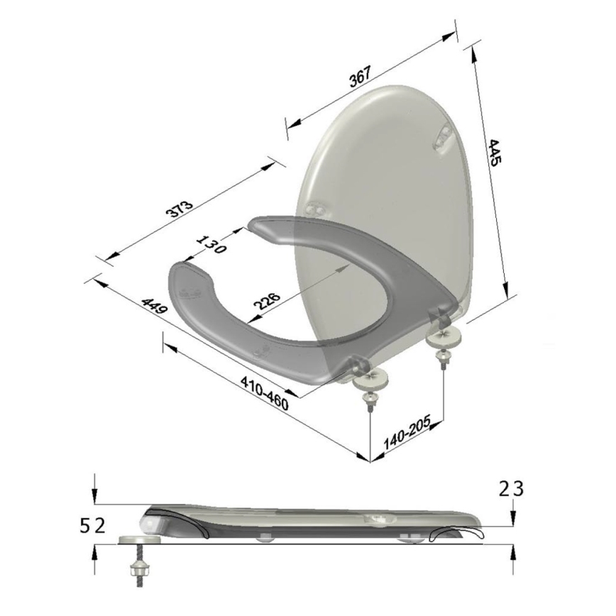 Sapho - Toiletbril voor mensen met een beperking, wit/duroplast
